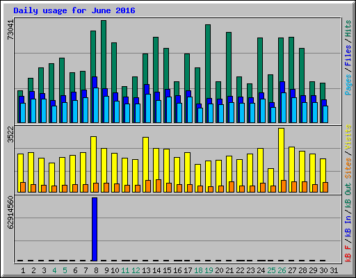 Daily usage for June 2016
