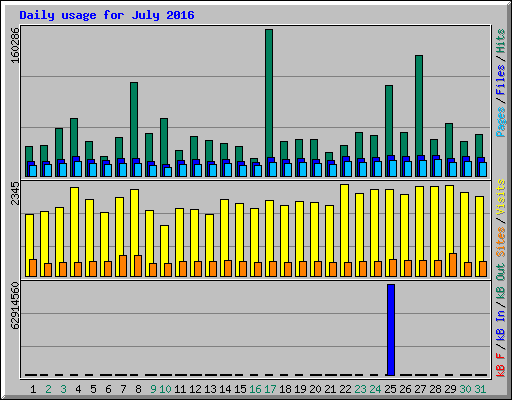 Daily usage for July 2016