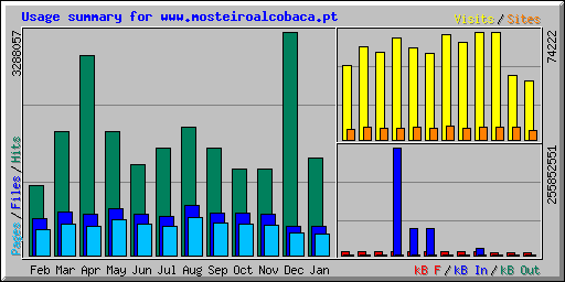 Usage summary for www.mosteiroalcobaca.pt